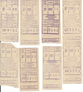 8x LONDON TRANSPORT GIBSON BUS TICKETS ROUTE 49 [SHEPHERDS BUSH - STREATHAM?] - Bild 1 von 1