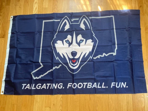 NEW UCONN HUSKIES FOOTBALL FLAG LARGE TAILGATING FOOTBALL FUN SIZE 3X5 FEET Cover