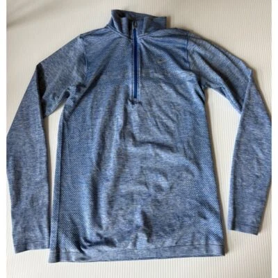 Camiseta deportiva Nike Dri-FIT para correr cuarto de cremallera rendimiento azul jaspeado M Foto 1 de 4
