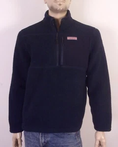 EUC Vineyard Vines Navy Blue 1/2 Zip Pullover Fleece Jacket Sherpa SZ M - Picture 1 of 4