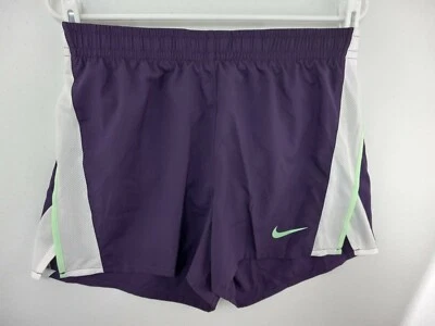 NIKE Dry Girl's Large+ Purple w/ Green/White Trim Running Shorts NWT $25 - Image 1 of 2