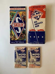 Vtg Skelly Oil 1940’s Service Moto Memo Books Used/Clean & Western US/WY Maps - Picture 1 of 12