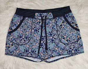 St. Johns Bay Womens Pull-On Active Shorts SZ(L) Multicolor Paisley Pockets