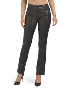 $1295 NUEVO CON ETIQUETAS VINCE Pantalones Negros Corte Bota Cuero Elástico Talla 0 V887622198 - Imagen 1 de 17