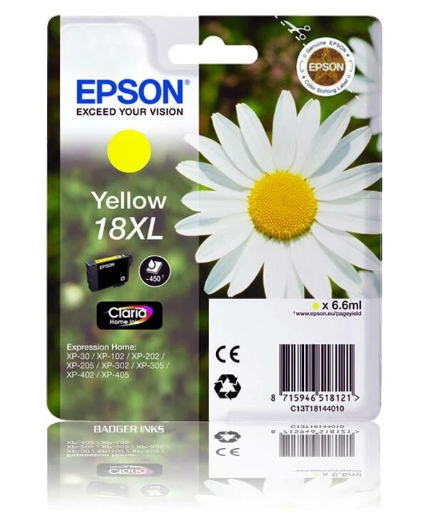 Cartucho de tinta original amarillo T1814 Epson 18XL serie margarita C13T18144012 Foto 1 de 1