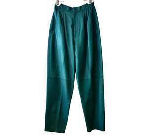 Vintage Nancy Heller NWT Womens Sz 2 Jade 100% Leather High Waist Pleated Pants - Picture 1 of 12