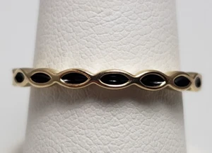 Pandora 14k Yellow Gold Black Enamel Ring Band 150173EN16 Euro 60 / US 9 - Picture 1 of 7