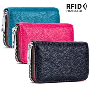 Bloqueo RFID Mujer Cremallera Cuero Billetera Portatarjetas de Crédito Estuche Tarjeta Bolsa EE. UU. - Imagen 1 de 20