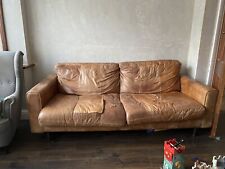 3 Seater Brown Leather Sofa - DFS