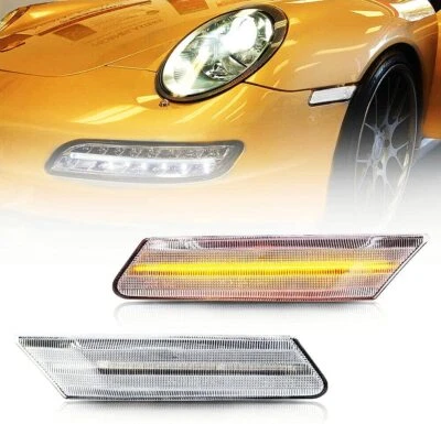 Luz de señalización lateral LED secuencial transparente para 05-12 Porsche 997 Cayman Boxster 987 Foto 1 de 4
