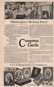 1907 Vintage U.S. PLAYING CARDS Congress Washington's Birthday Party Print Ad - Picture 1 of 1