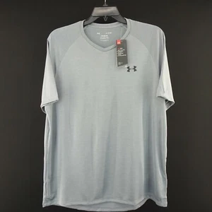 NWT Men Under Armour Heatgear Gray V Neck Performance Shirt Run Gym Sport Casual - Picture 1 of 7