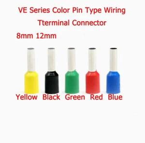 5/50/100Pcs VE Series Color Pin Type Wiring Tterminal Connector Pipe 8mm 12mm - Picture 1 of 5