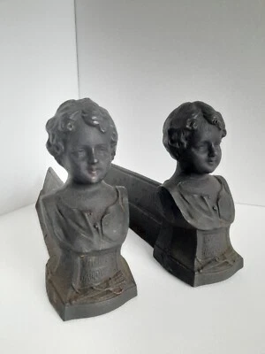 Paire de chenets anciens, L'amour Vainqueur, XIXème,Style Second Empire/Napoléon - Photo 1/3