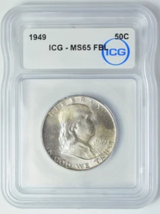 1949 Franklin Half Dollar - MS65 FBL - ICG  - Picture 1 of 2