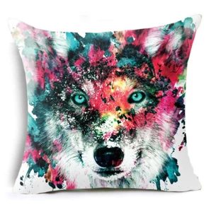 Wolf Throw Pillow Cover Sham 18" x 18" Watercolor Couch Sofa Wolves USA - Picture 1 of 2