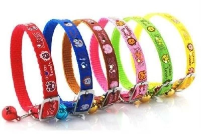 FUNNYDOGCLOTHES USA SELLER Pet Cat Kitten Dog Puppy Nylon Collar Metal Buckle Bell Neck 6" - 9"