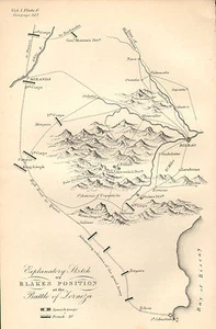 PENINSULAR WAR MAP/BATTLE PLAN BATTLE ~ BLAKES POSITION AT THE BATTLE OF LORNOZA - Picture 1 of 2