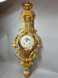 Cartel Clock XL 19thC French Louis XVI Ormolu Bronze Enamel Dial Signed - Bild 1 von 24