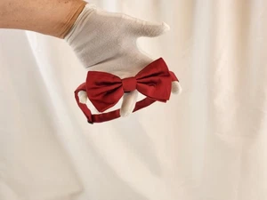 Authentic Dolce & Gabbana Tie Bow Red Silk Adjustable Strap Party Slim Cravat - Picture 1 of 24