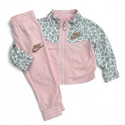 *New* Nike Animal Print Pink 2 Piece Set Jacket & Joggers Girls Size 18 Months - Image 1 of 4