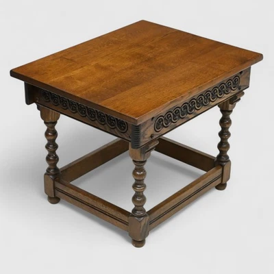 Old Charm Lamp Table Side Table Light Oak Bobbin Turned Legs FREE UK Delivery - Image 1 of 4