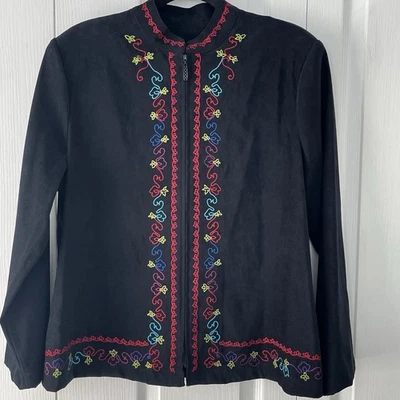 Chaqueta Elementz XL negra ligera cremallera completa bordada con hombreras Foto 1 de 4