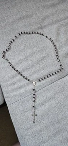 Purple Glass Crystal Bead Silver Tone Cross Terra Jerusalem - Picture 1 of 15