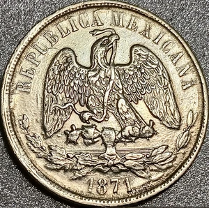 Moneda de plata grande UNC República México 1871 Un Peso ESCASOS detalles sin circular - Imagen 1 de 5