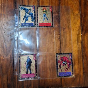 1994 Marvel Spiderman Gold Web Cards Lot (4) Venom Carnage Fleer 90s RGY - Picture 1 of 11