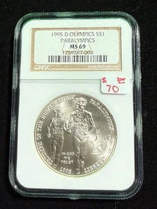 1995 D $1 PARALYMPICS COMMEMORATIVE NGC MS 69 008 - Picture 1 of 4