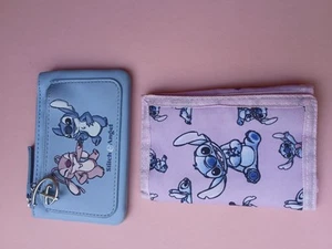 2 Disney Stitch Angel Pink Blue Purse Wallets - Picture 1 of 5