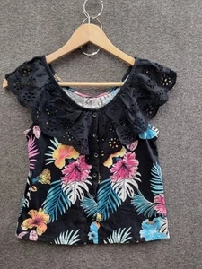 Justice Girls Ruffle Tank Colorful Tropical Design Top Size M - Picture 1 of 9