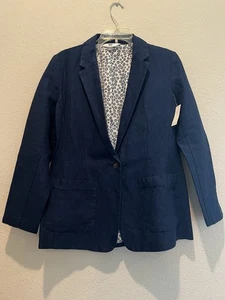 Old Navy Linen Blend Navy Blue Lightweight One Button Blazer Women’s Size M NWT - Picture 1 of 10