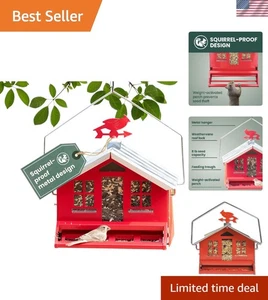 Squirrel-Proof Country House Bird Feeder - 8lb Seed Capacity - Foto 1 di 13