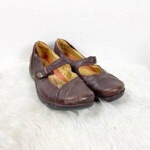 Unstructured Clarks 9 M Womens Brown Leather Mary Jane Comfort Flats - Picture 1 of 8