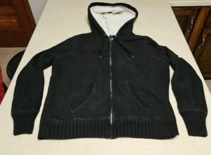 Vintage Y2K Faded Glory Large Sherpa Lined Grunge Emo Skate Stripe Zip Up Hoodie - Picture 1 of 4