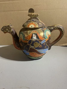 Vintage Japanese Hand Painted Moriage Gilded Satsuma Empress Teapot Tea Kettle - Picture 1 of 3