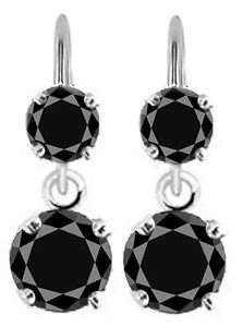 4.00+Ct Black Color Moissanite Diamond 925 Sterling Silver Engagement Earrings