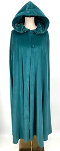 VTG Texas Body Hanging Long Cloak Cape Arm Slit Wool Teal Lined 2 Buttons velour - Picture 1 of 9