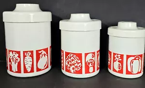 Vintage Retro Stil 70er ATAPCO verschachteltes Gemüse Motiv Metall Kanister 3er Set - Bild 1 von 10