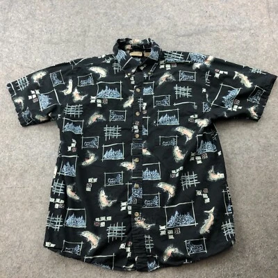 Rugged Earth Shirt Mens Medium Blue Short Sleeve Fishing Cotton Button Up - Image 1 of 4