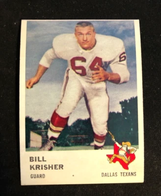 1961 Fleer Bill Krisher Dallas Texans #205 Near Mint NO CREASES - Image 1 of 2