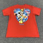 Disney Mickey Mouse Goofy Donald Duck Pluto Front Graphic Red T Shirt Large