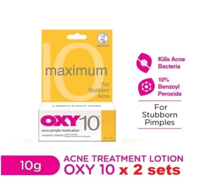 2 juegos x OXY 10 máximo para el tratamiento de medicamentos de espinillas de acné obstinado control puntual Foto 1 de 2