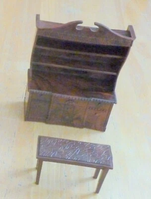 复古 RENWAL 批量 Woodgrain HUTCH D52;棕色 PIANO BENCH / 侧表 l-75 号  — 第 1/3 张图片