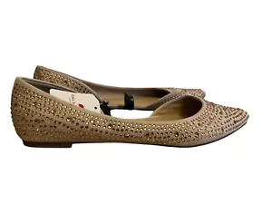 NWT Big Buddha Flats Sparkly Rhinestones beige Slip on Pointed Toe Sz 8 - Picture 1 of 5