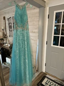 ANNYLEE BRIDAL SIZE SMALL GREEN BLUE FORMAL DRESS WEDDING PROM PAGEANT NWT $400 - Picture 1 of 8