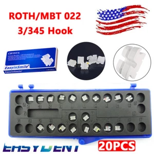 20Pcs Dental Orthodontic Ceramic Brackets clear Braces Roth/MBT 022 Hooks 3-4-5 - Picture 1 of 15