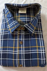 Herren Flanell-Hemd Langarm Gr. 41-42 L blau kariert 100% Baumwolle - neu OVP - Bild 1 von 3